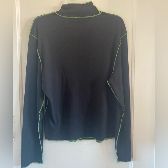 SHEIN Contrast Topstitching Mock Neck Rib-Knit-SZ 2XL-Black - Picture 4 of 10